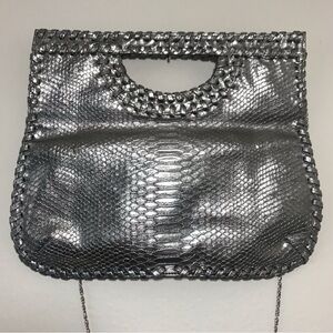 NWOT Big Buddha Silver Textured Clutch